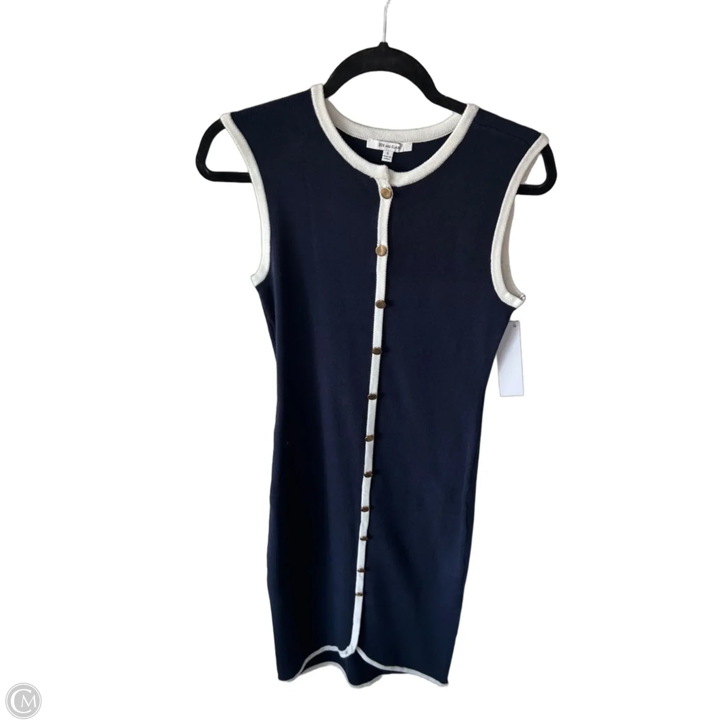 Dress Sweater By Cmc In Blue & White, Size: S