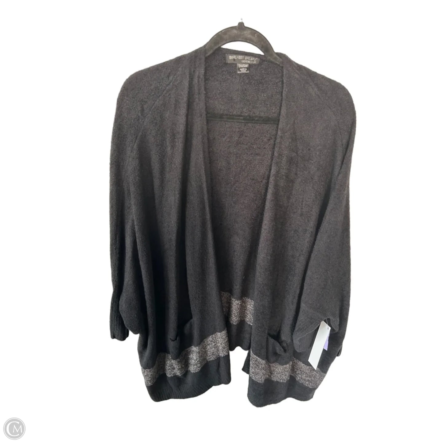 Sweater Cardigan By Barefoot Dreams In Black & Grey, Size: Osfm