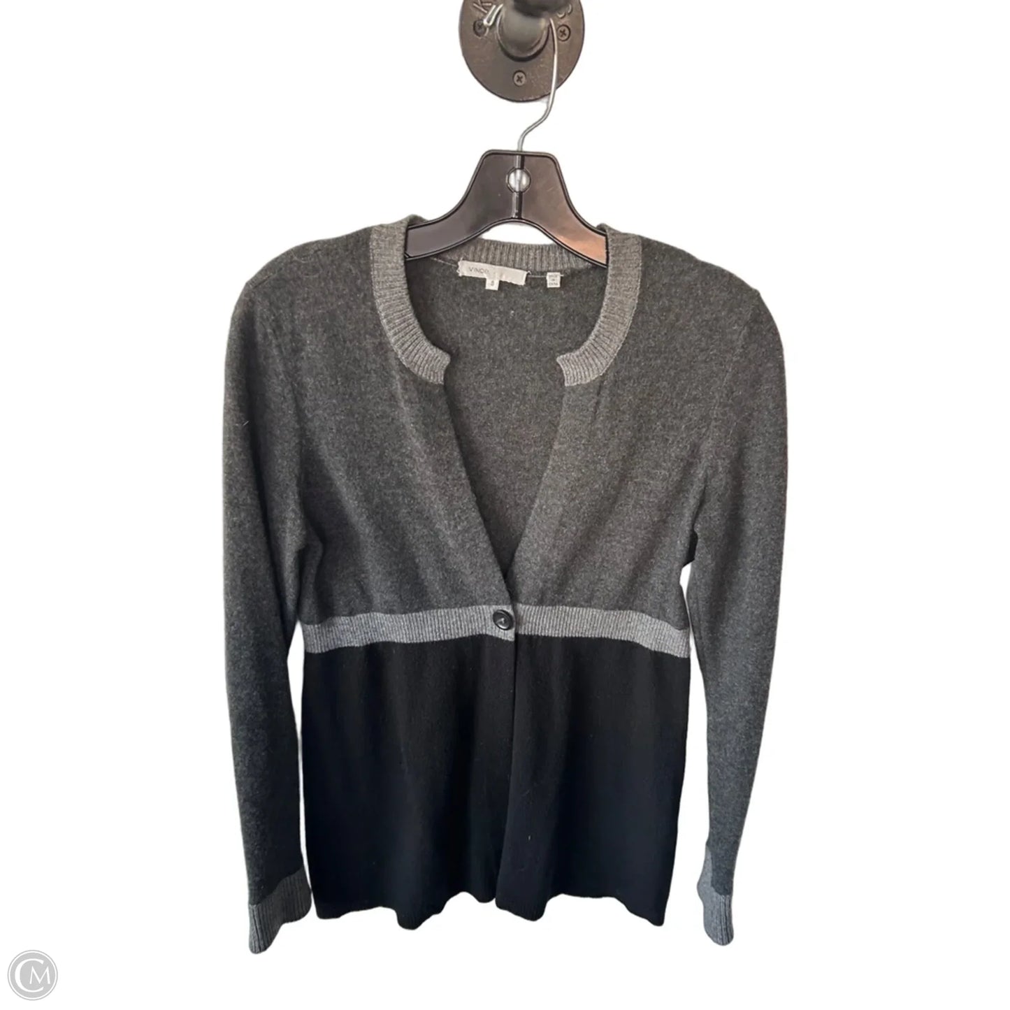 Sweater Cardigan By Vince In Black & Grey, Size: S