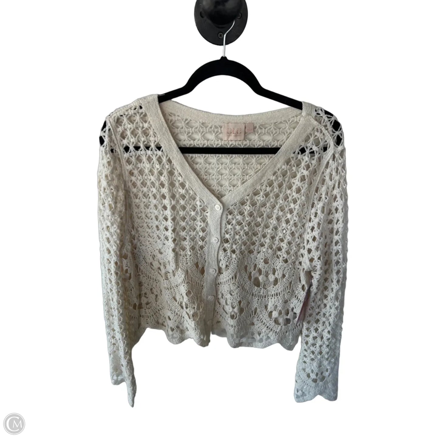 Sweater Cardigan By Good Luck Gem In Cream, Size: L