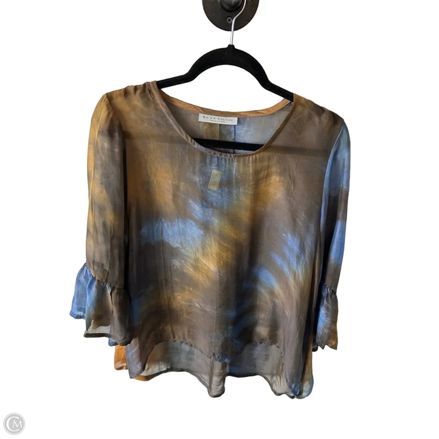 Top 3/4 Sleeve By Bryn Walker In Blue & Brown, Size: S