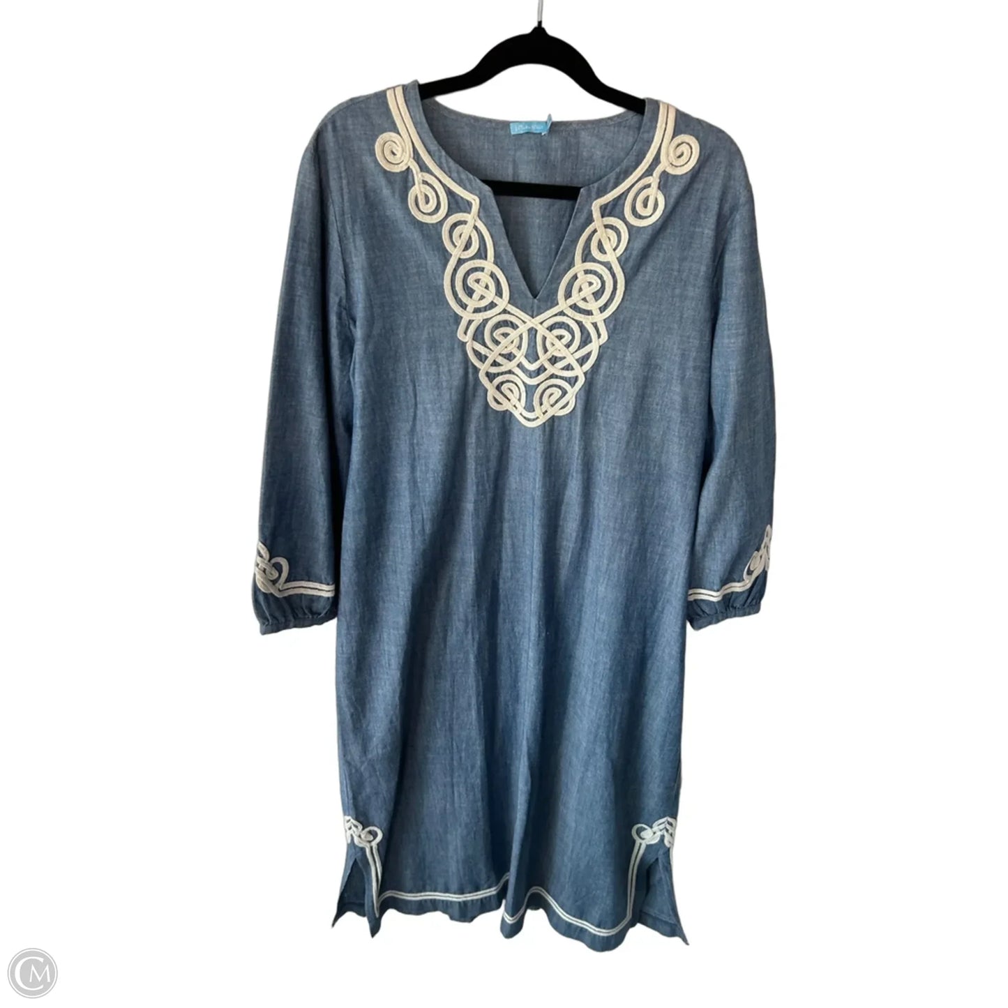 Dress Casual Maxi By J Mclaughlin In Blue & Cream, Size: L