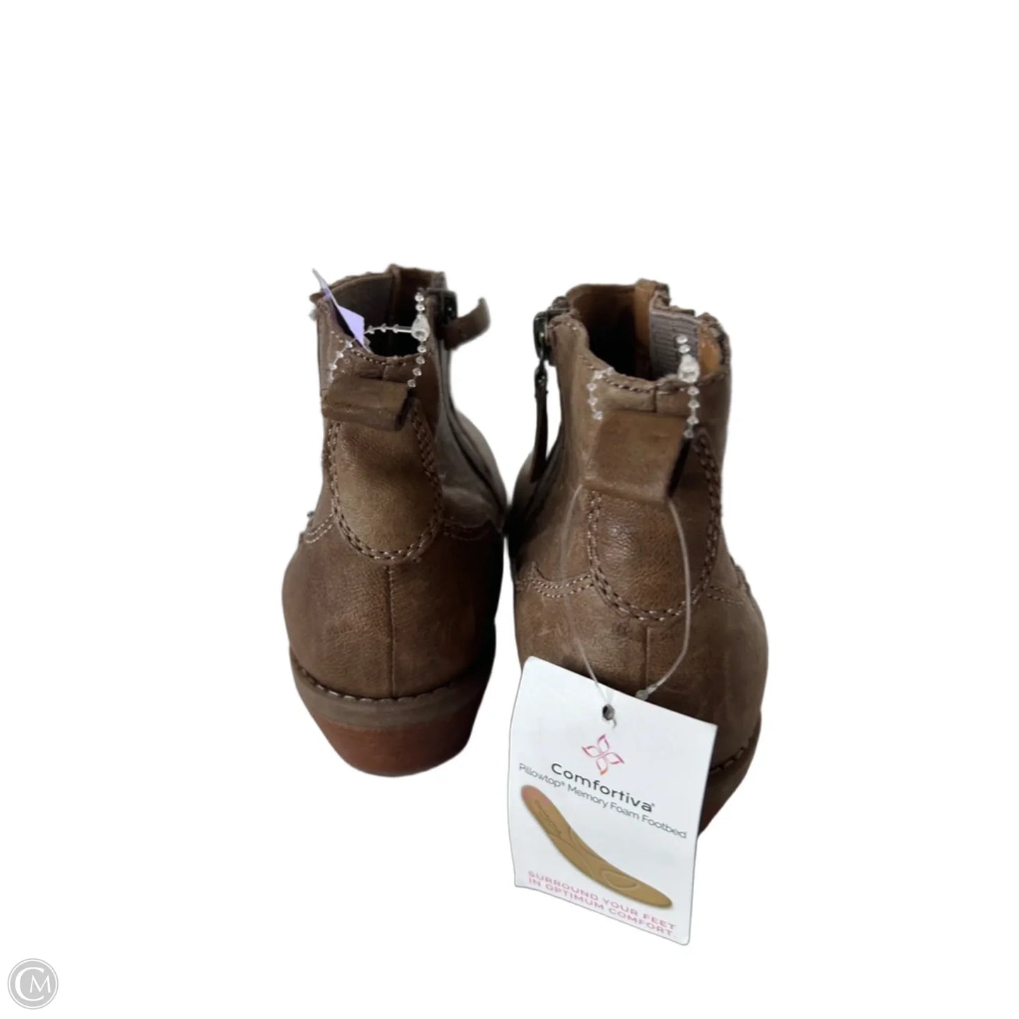 Boots Ankle Heels By Comfortiva In Brown, Size: 7.5