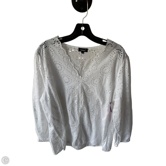 Top Long Sleeve By Tolani In White, Size: Xl