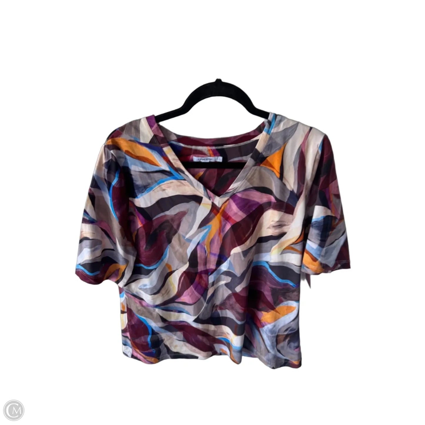Top Short Sleeve By Chicos In Maroon, Size: L