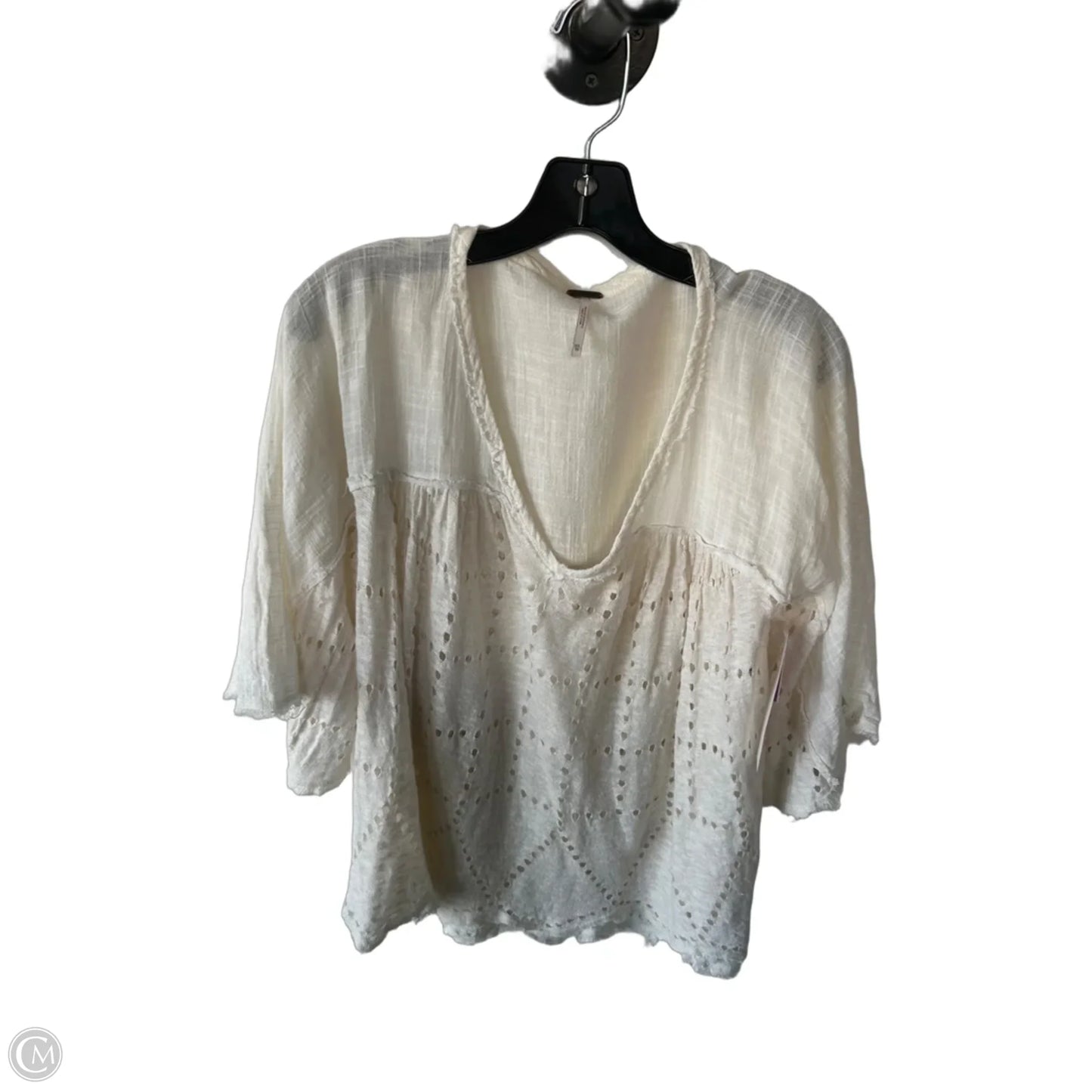 Top 3/4 Sleeve By Free People In Cream, Size: Xs