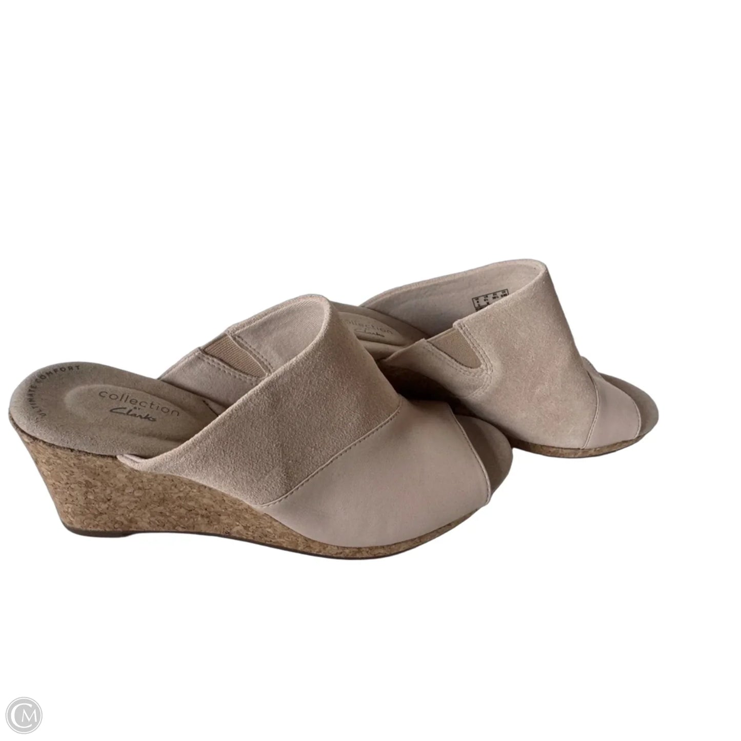 Sandals Heels Wedge By Clarks In Tan, Size: 8.5