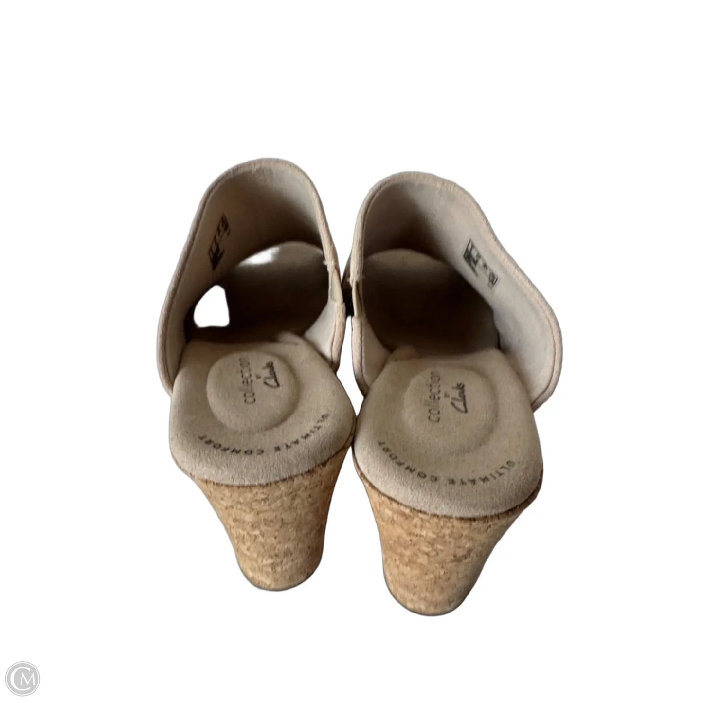 Sandals Heels Wedge By Clarks In Tan, Size: 8.5