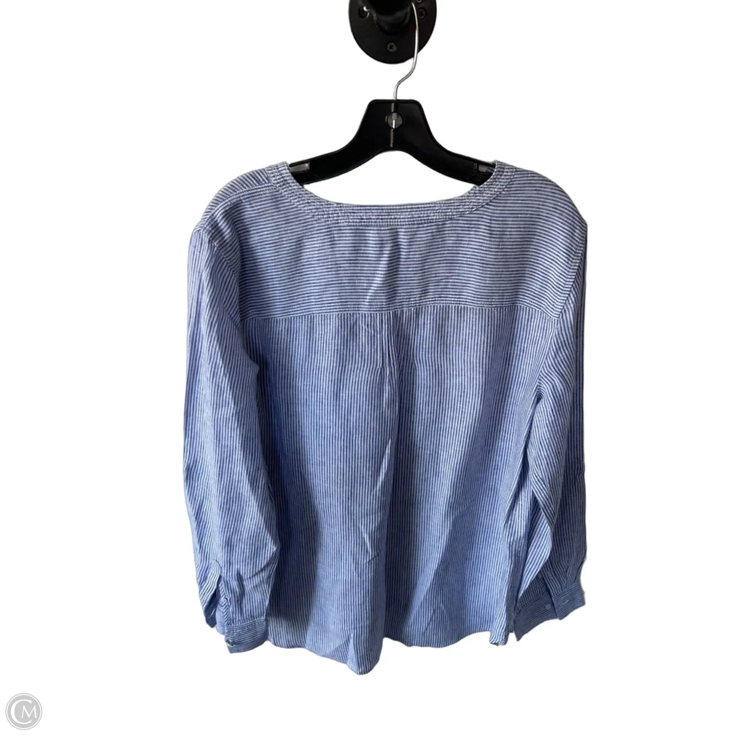 Top Long Sleeve By Talbots In Blue & White, Size: L
