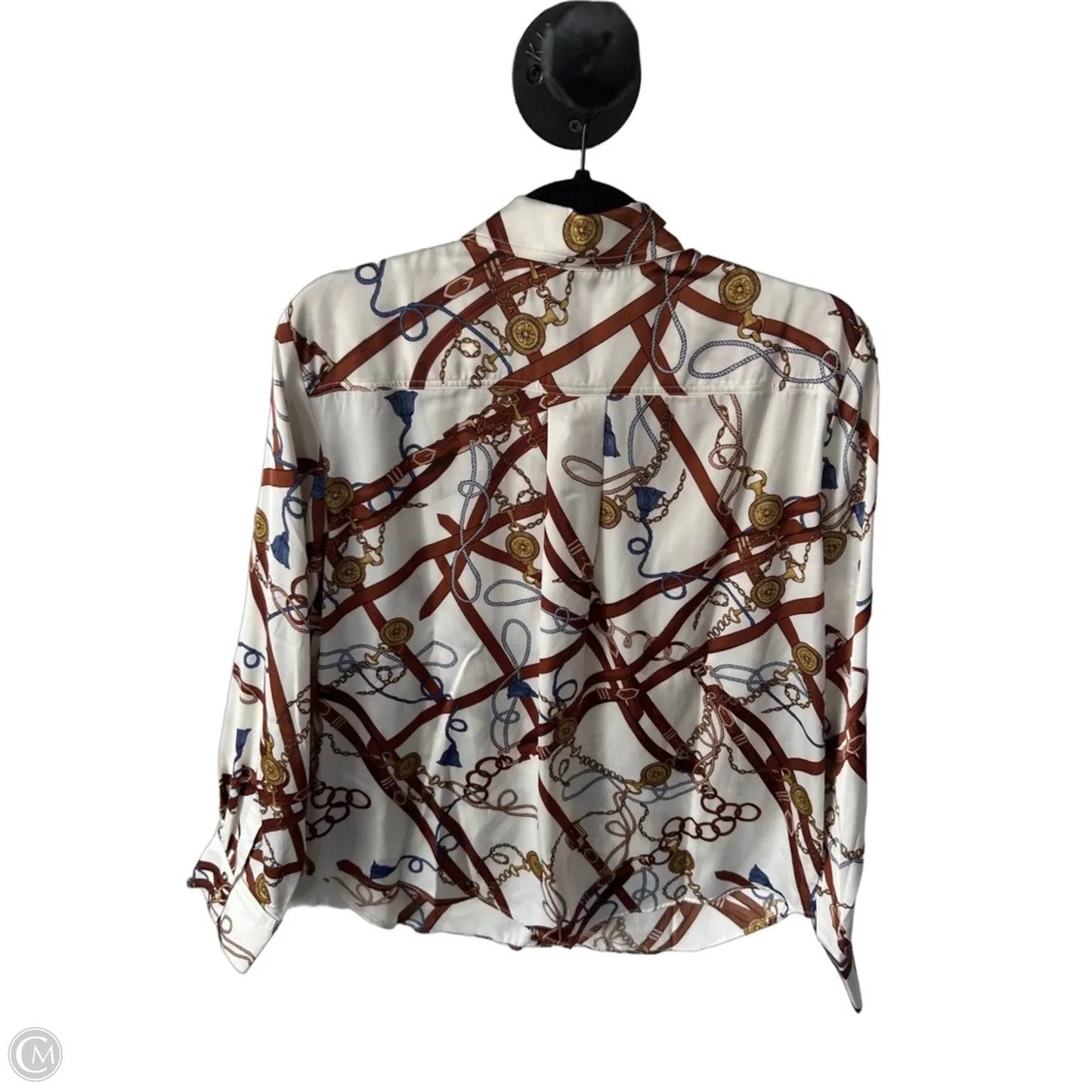 Top Long Sleeve By Talbots In Brown & Cream, Size: L