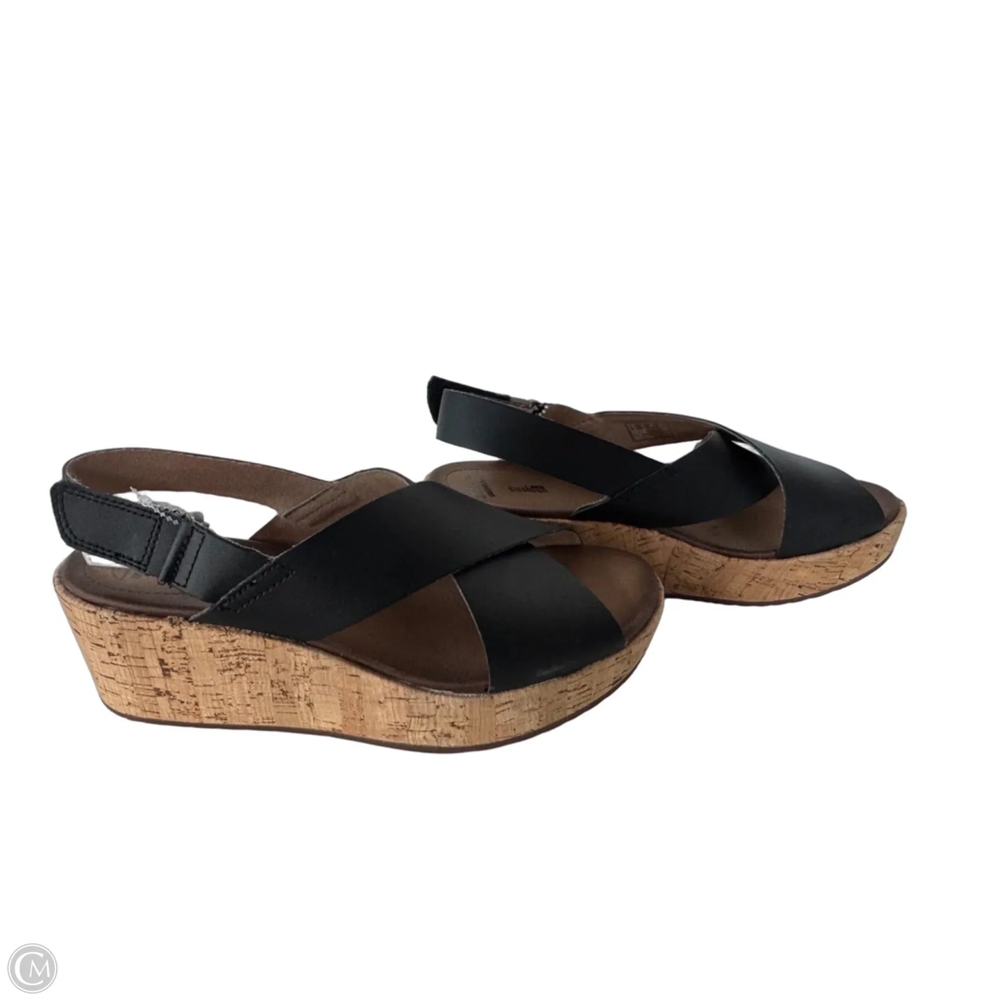 Sandals Heels Wedge By Clarks In Black, Size: 11