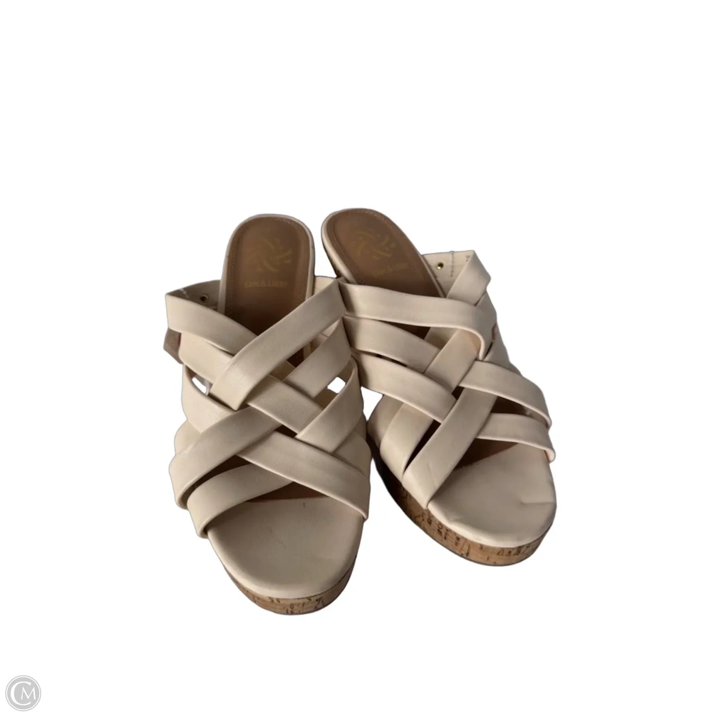 Sandals Heels Wedge By Sam And Libby In Cream, Size: 8.5