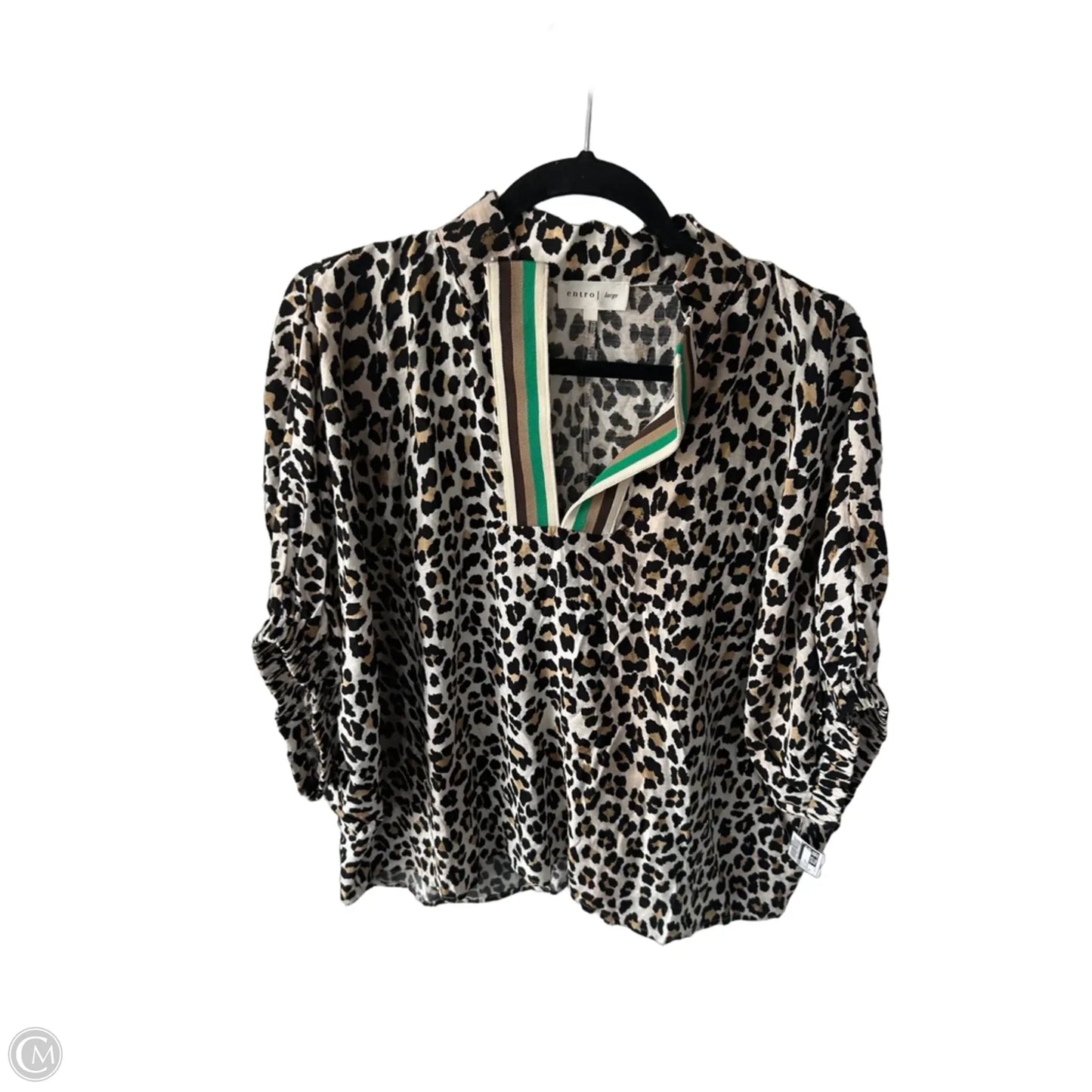 Top Short Sleeve By Entro In Black & Cream, Size: L