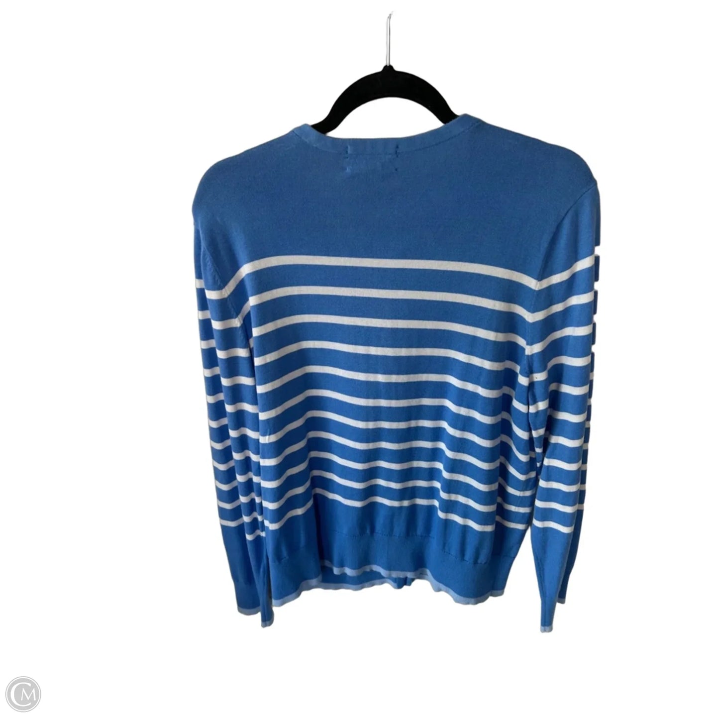 Sweater Cardigan By Lands End In Blue & White, Size: Xl