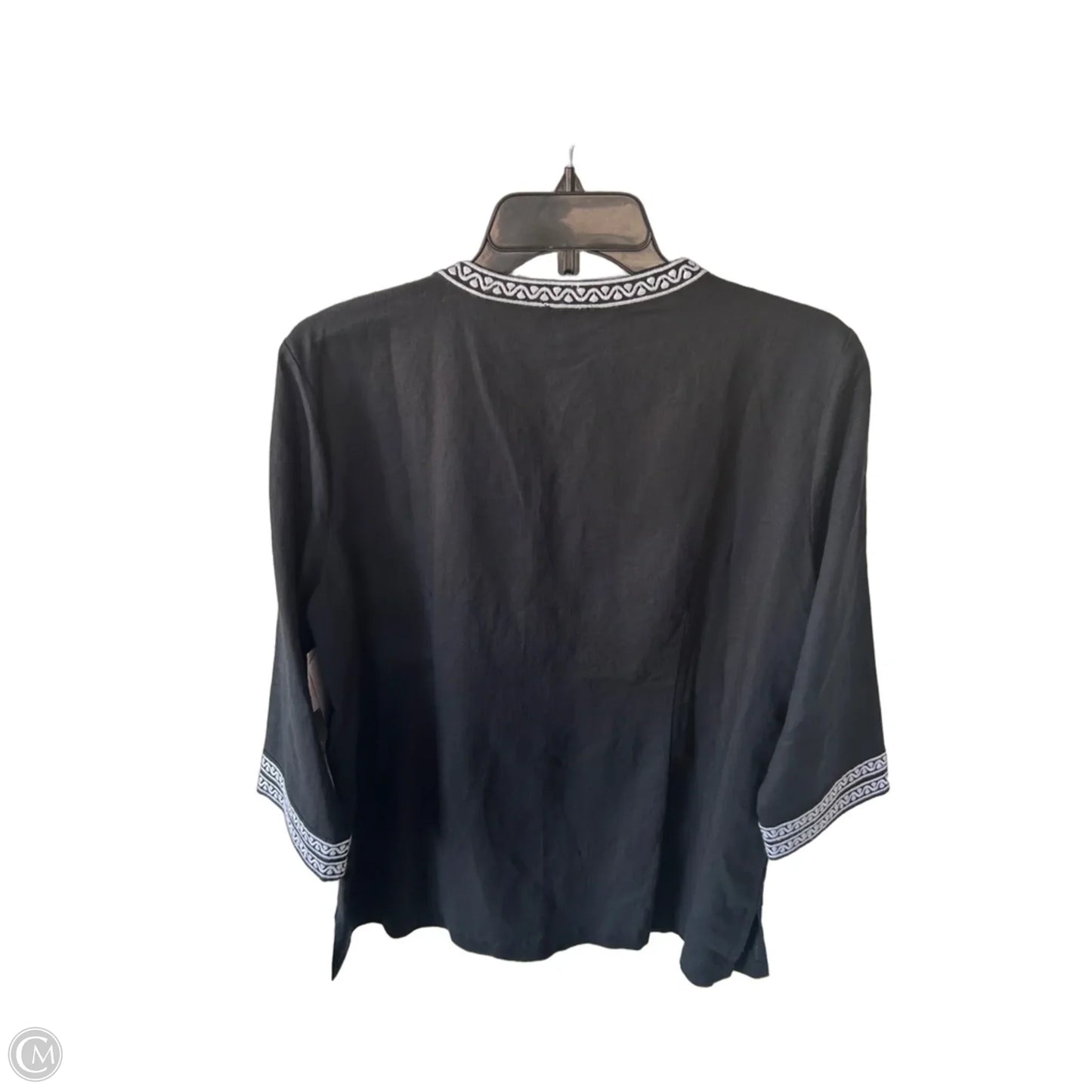 Top 3/4 Sleeve By Talbots In Black & White, Size: Lp