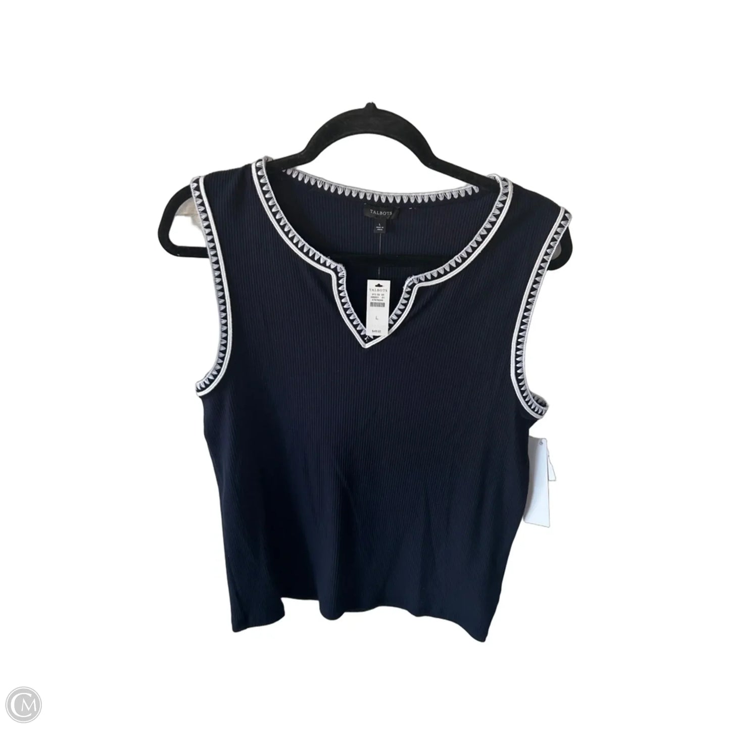 Vest Sweater By Talbots In Blue & White, Size: L