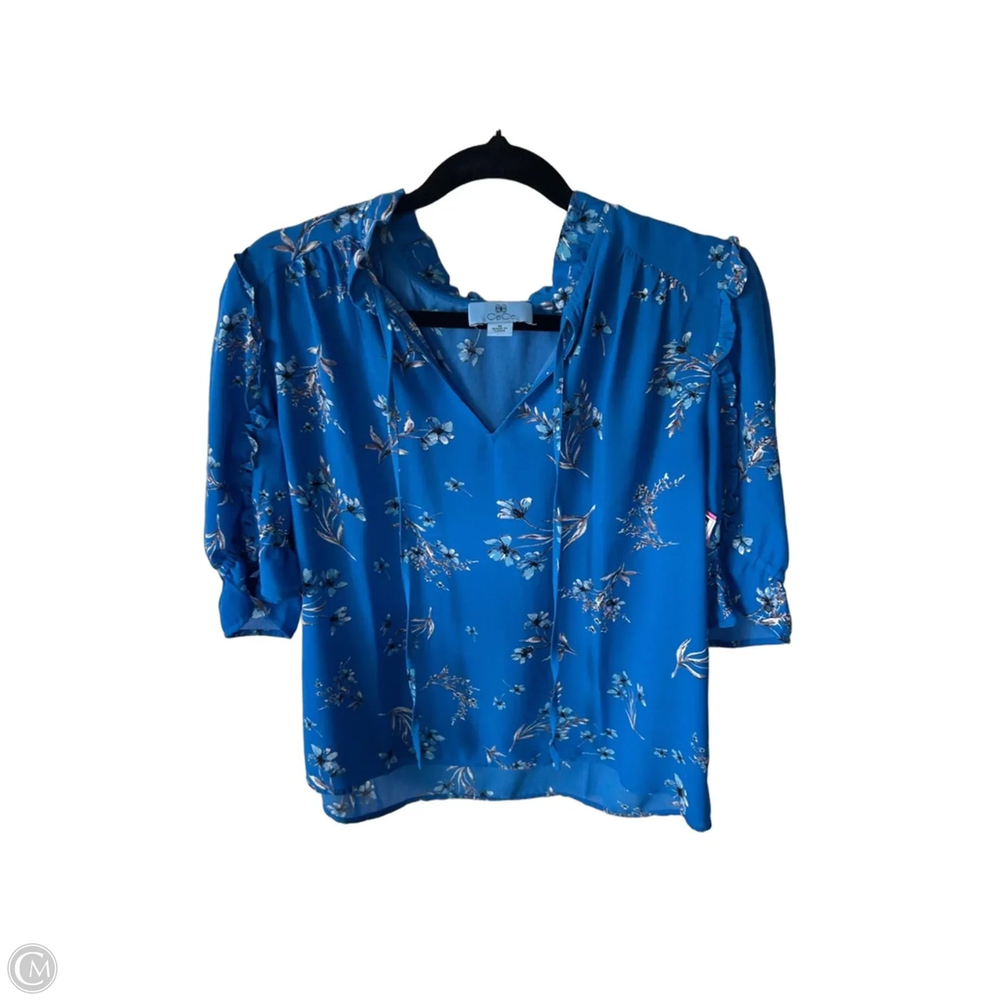 Top Short Sleeve By Cece In Blue, Size: M
