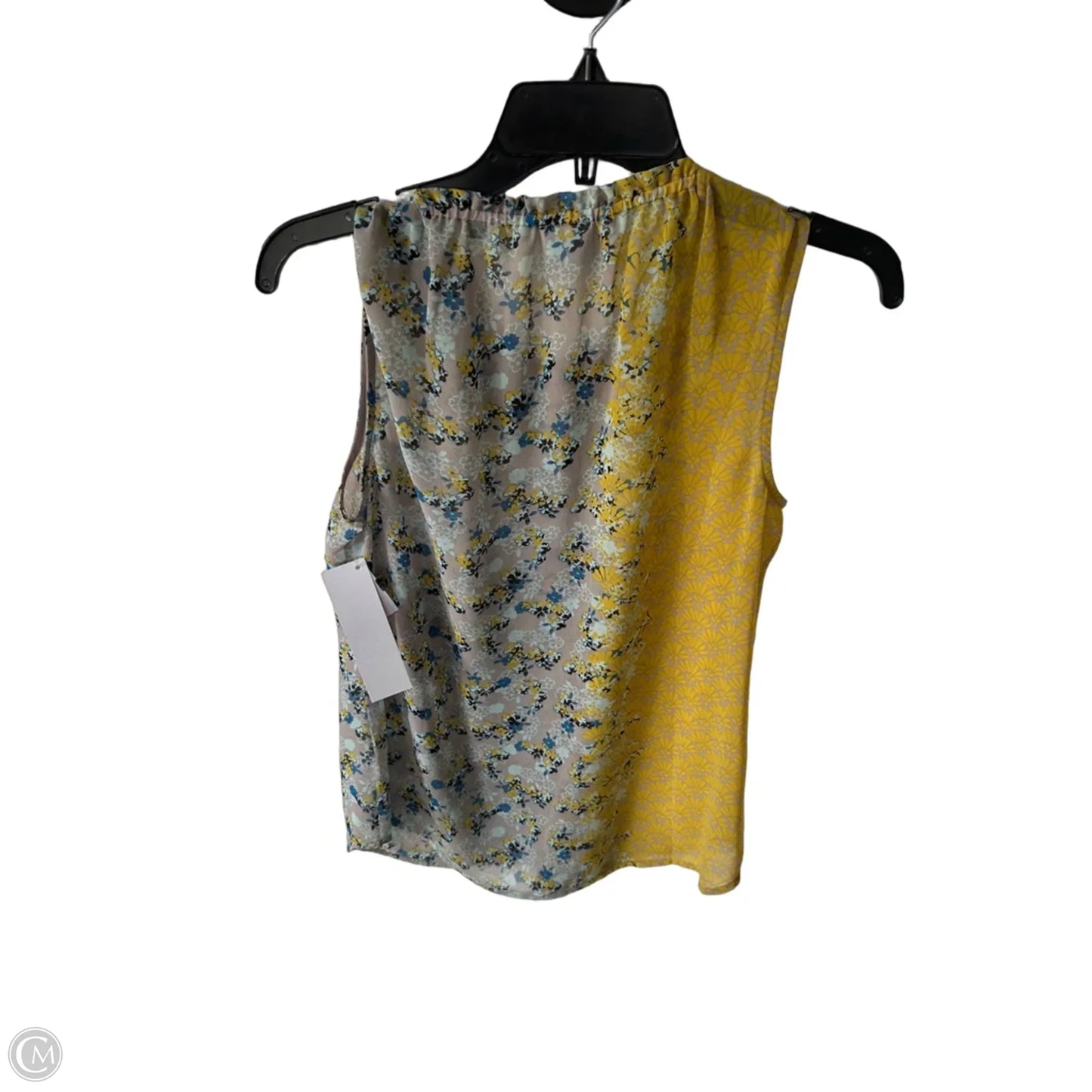 Top Sleeveless By Cabi In Grey & Yellow, Size: S