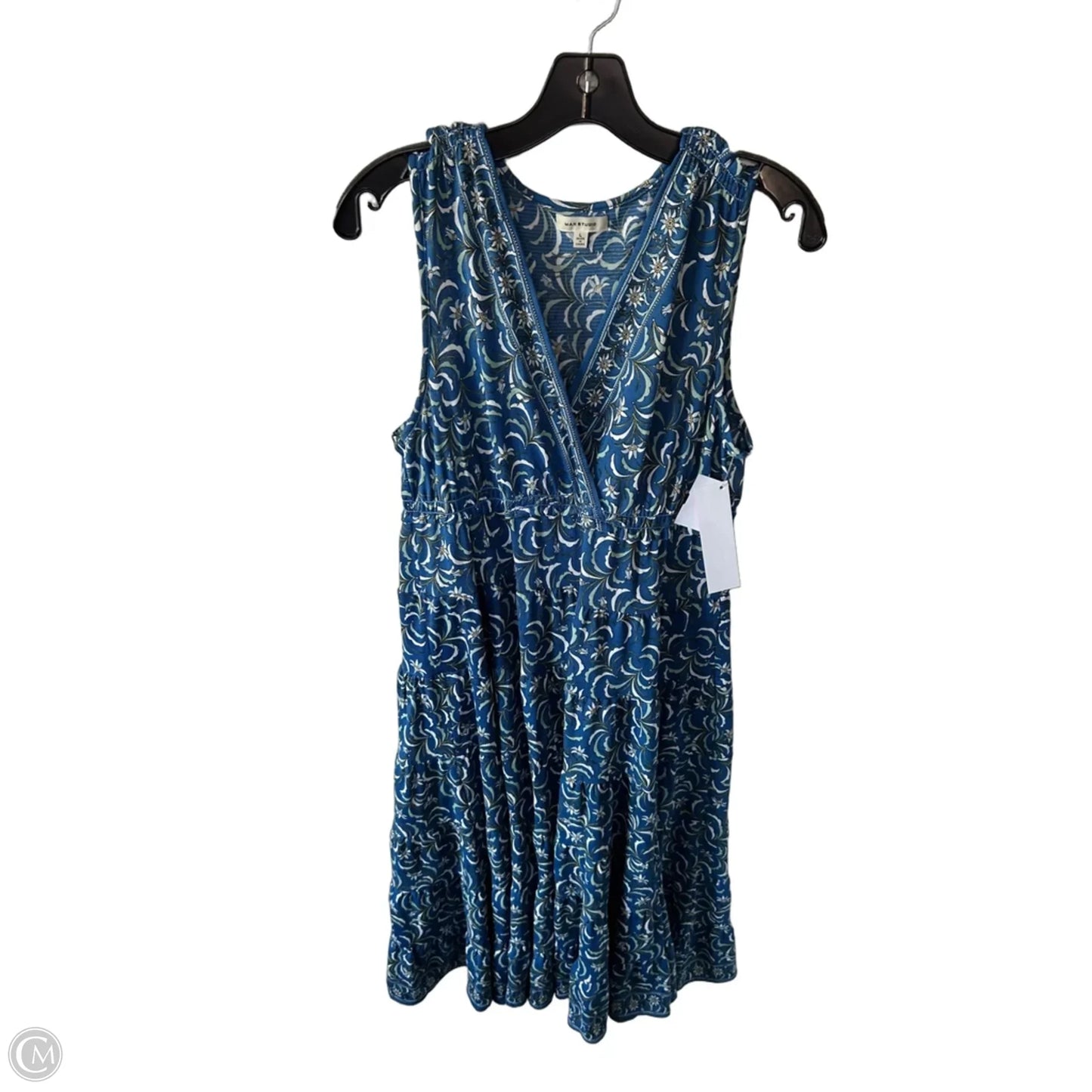 Dress Casual Midi By Max Studio In Blue & White, Size: L