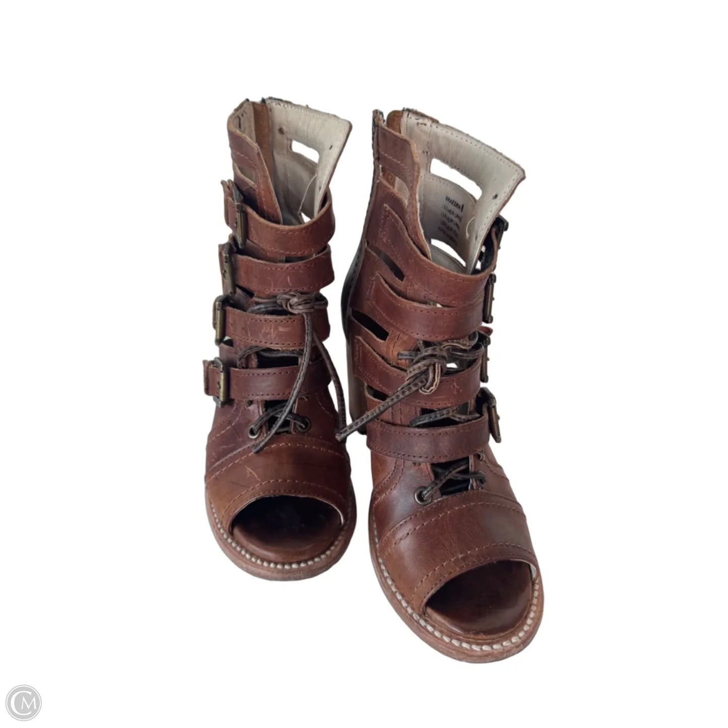 Boots Ankle Heels By Freebird In Brown, Size: 8