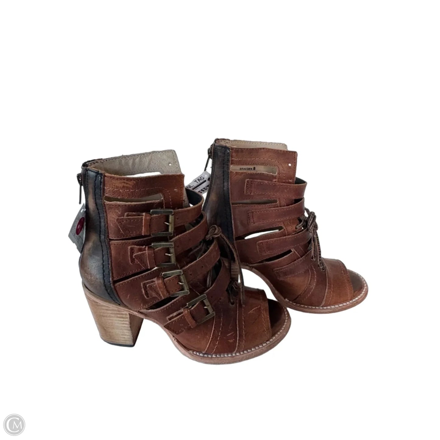 Boots Ankle Heels By Freebird In Brown, Size: 8