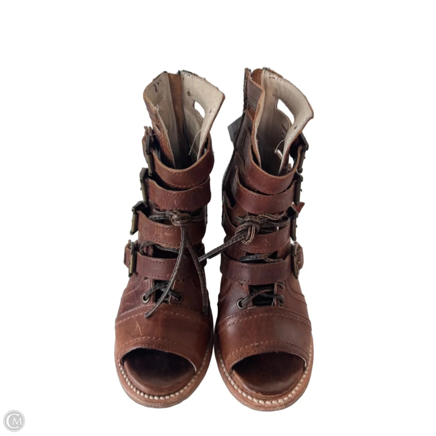 Boots Ankle Heels By Freebird In Brown, Size: 8