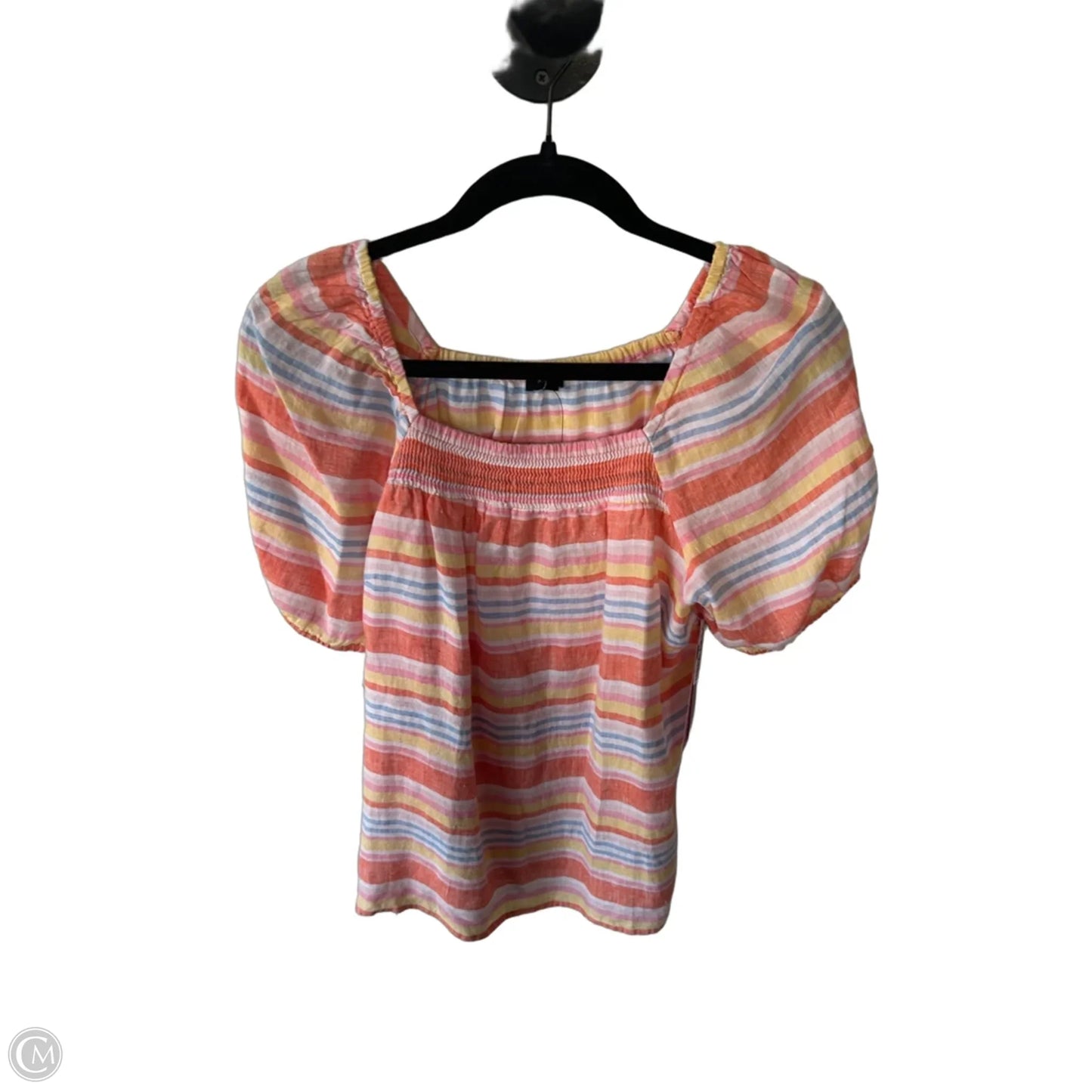 Top Short Sleeve By Talbots In Orange & White, Size: Sp