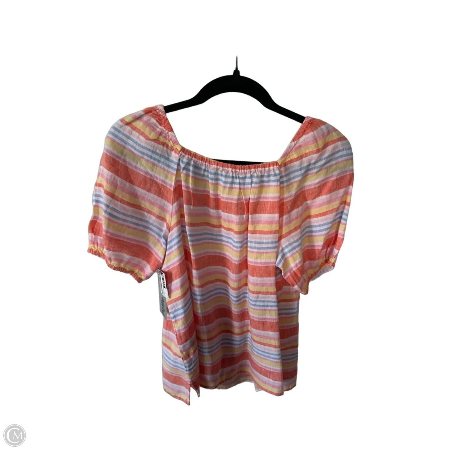 Top Short Sleeve By Talbots In Orange & White, Size: Sp