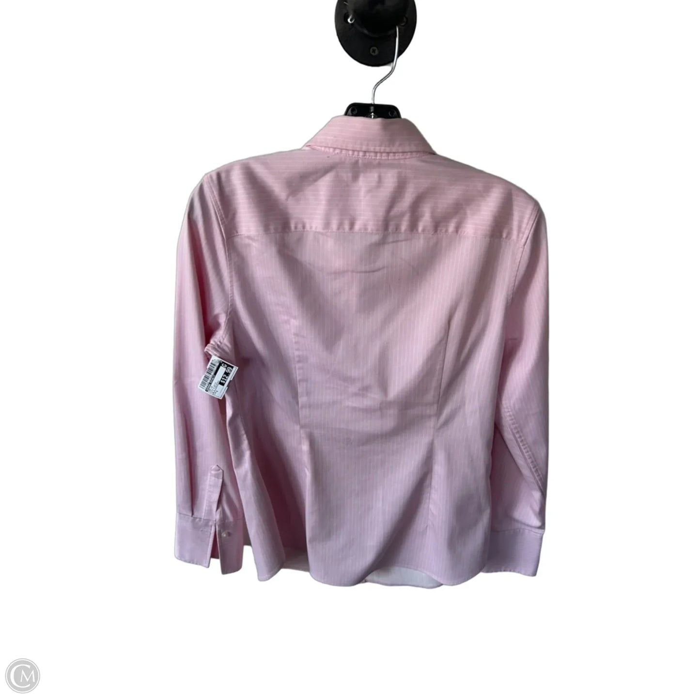 Top Long Sleeve By Banana Republic In Pink & White, Size: S