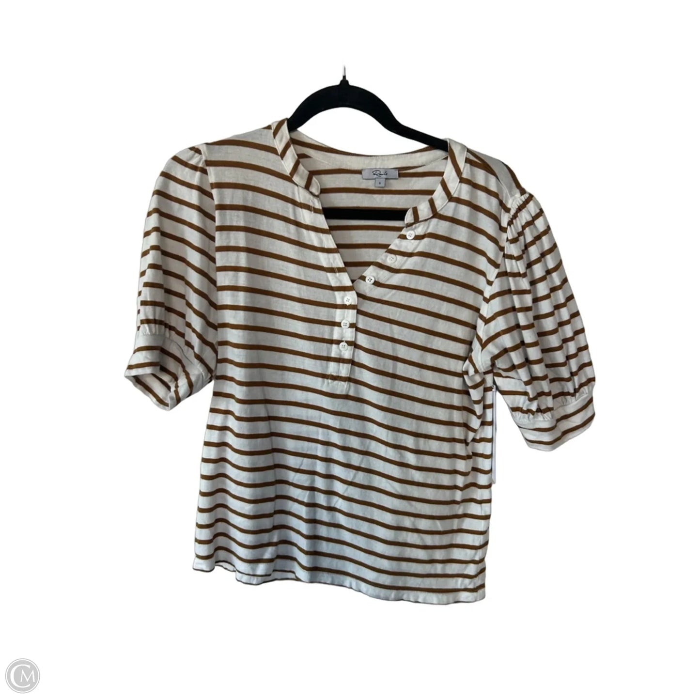 Top Short Sleeve By Rails In Tan & White, Size: S