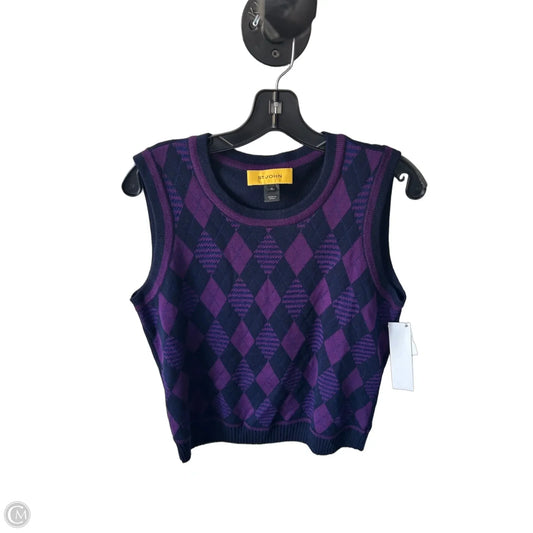 Vest Sweater By St. John In Blue & Purple, Size: M