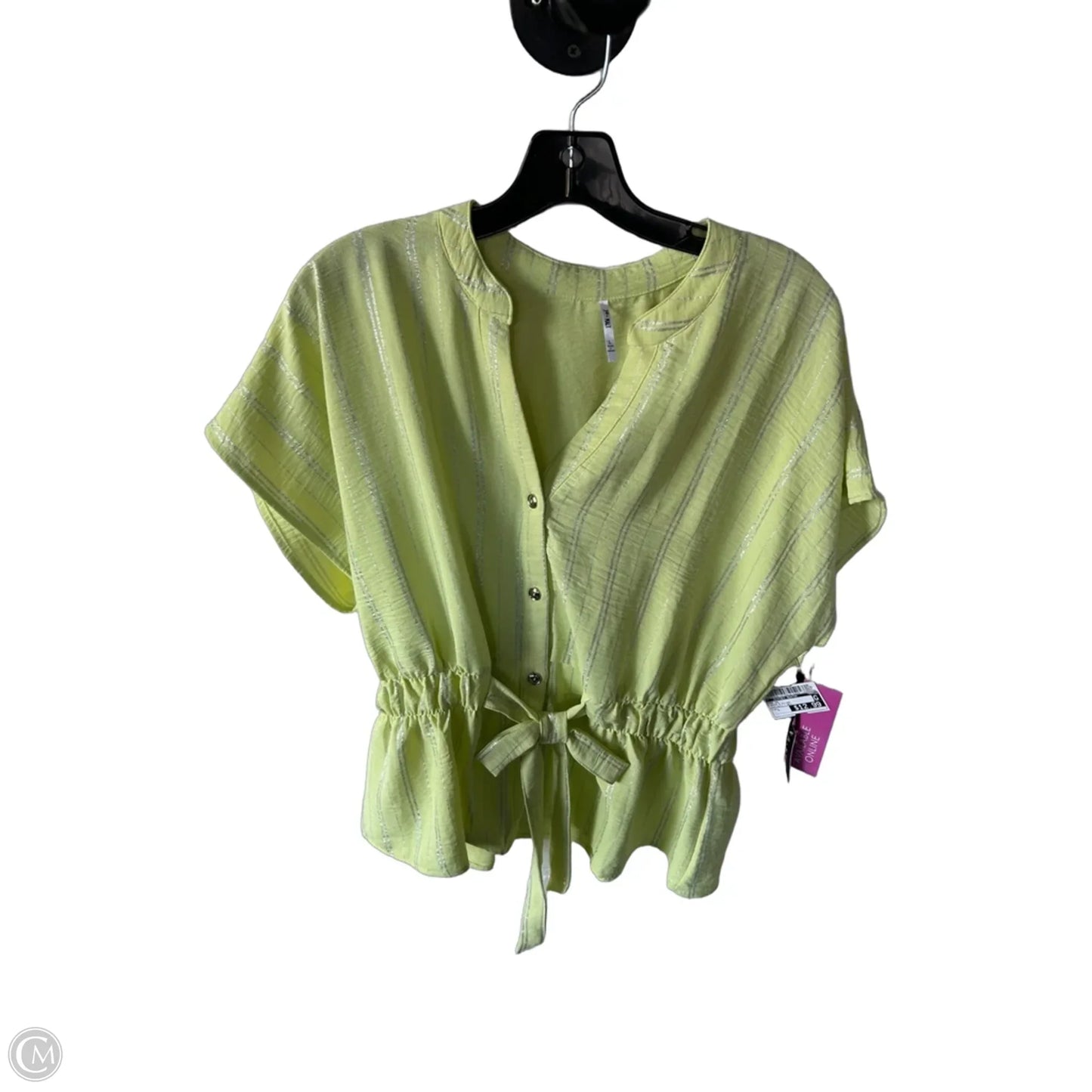 Top Short Sleeve By Clothes Mentor In Green & Silver, Size: L