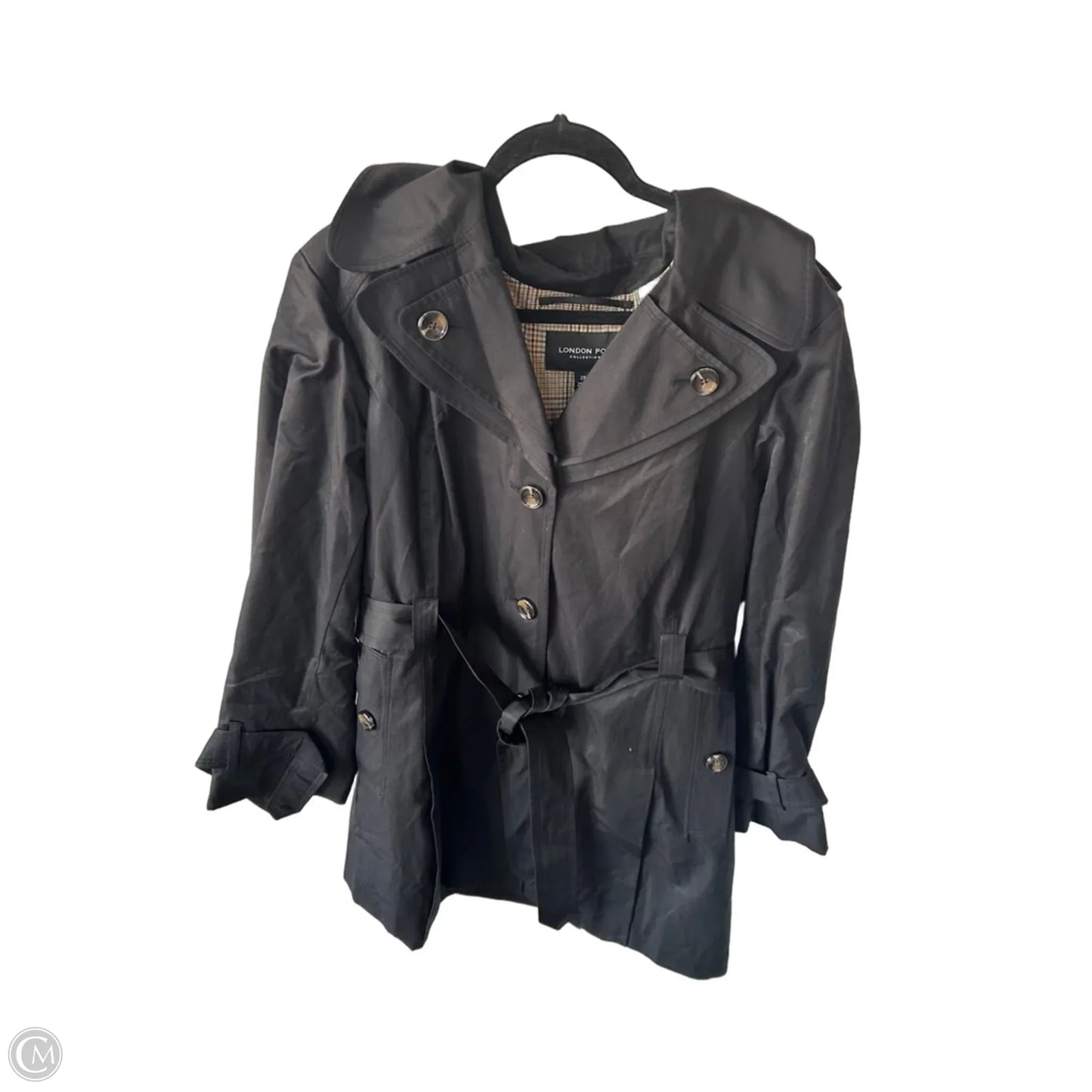Coat Trench Coat By London Fog In Black, Size: 2x