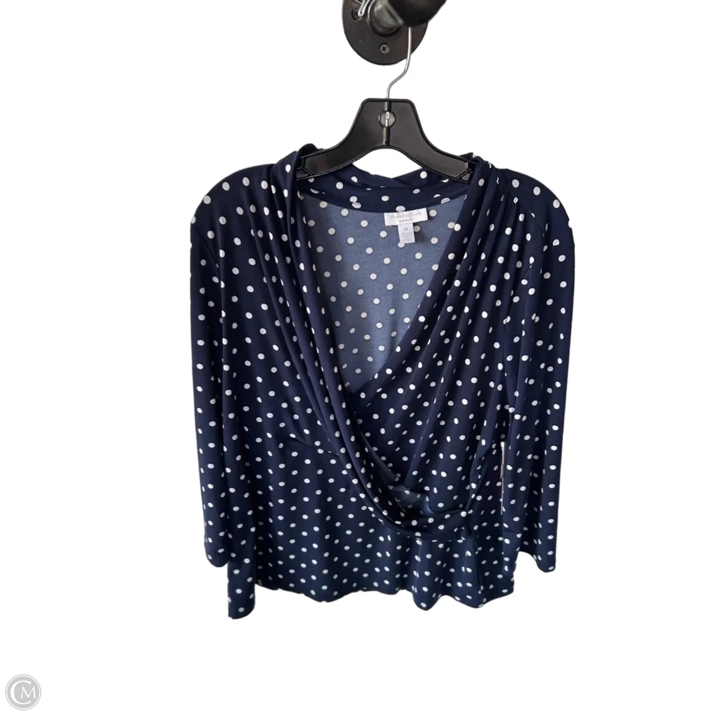 Top 3/4 Sleeve By Charter Club In Blue & White, Size: 1x