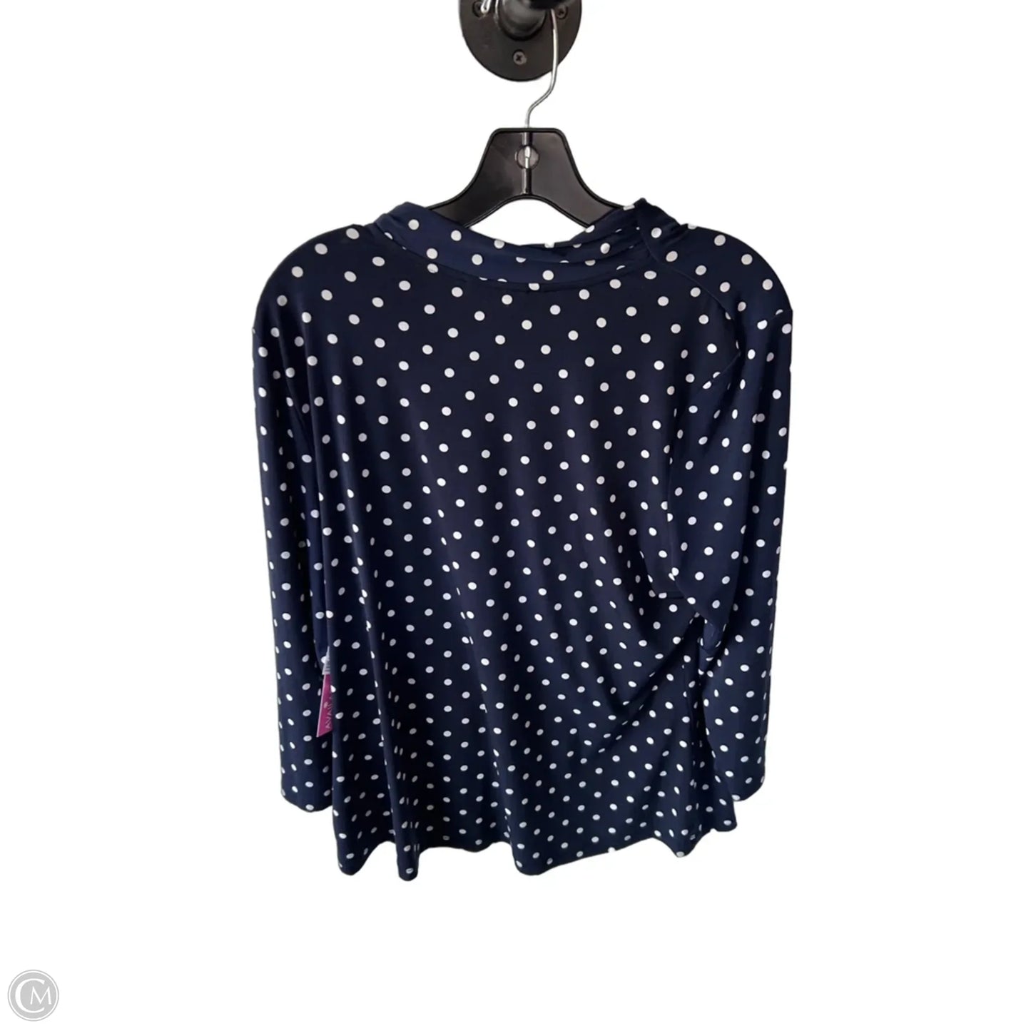Top 3/4 Sleeve By Charter Club In Blue & White, Size: 1x