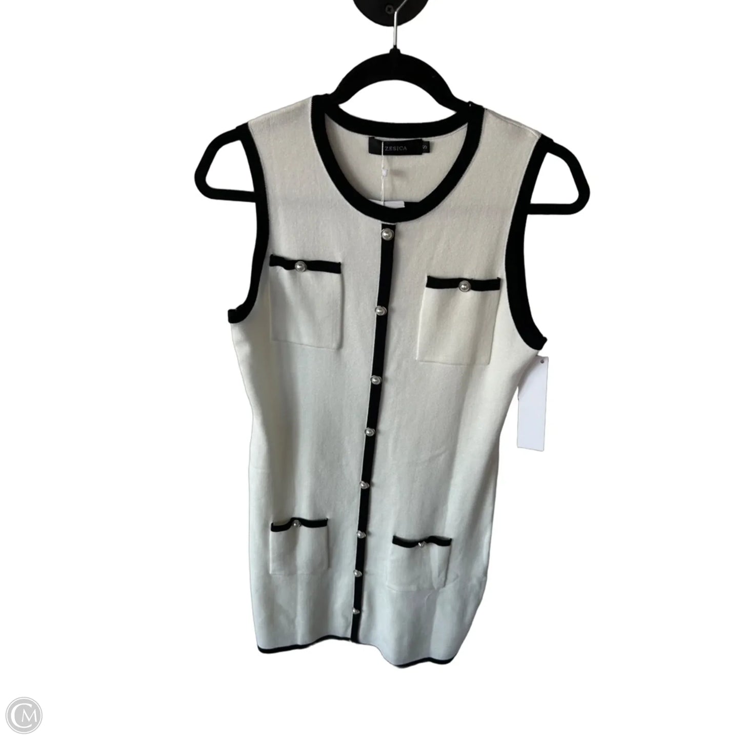 Dress Sweater By Zesica In Black & White, Size: S