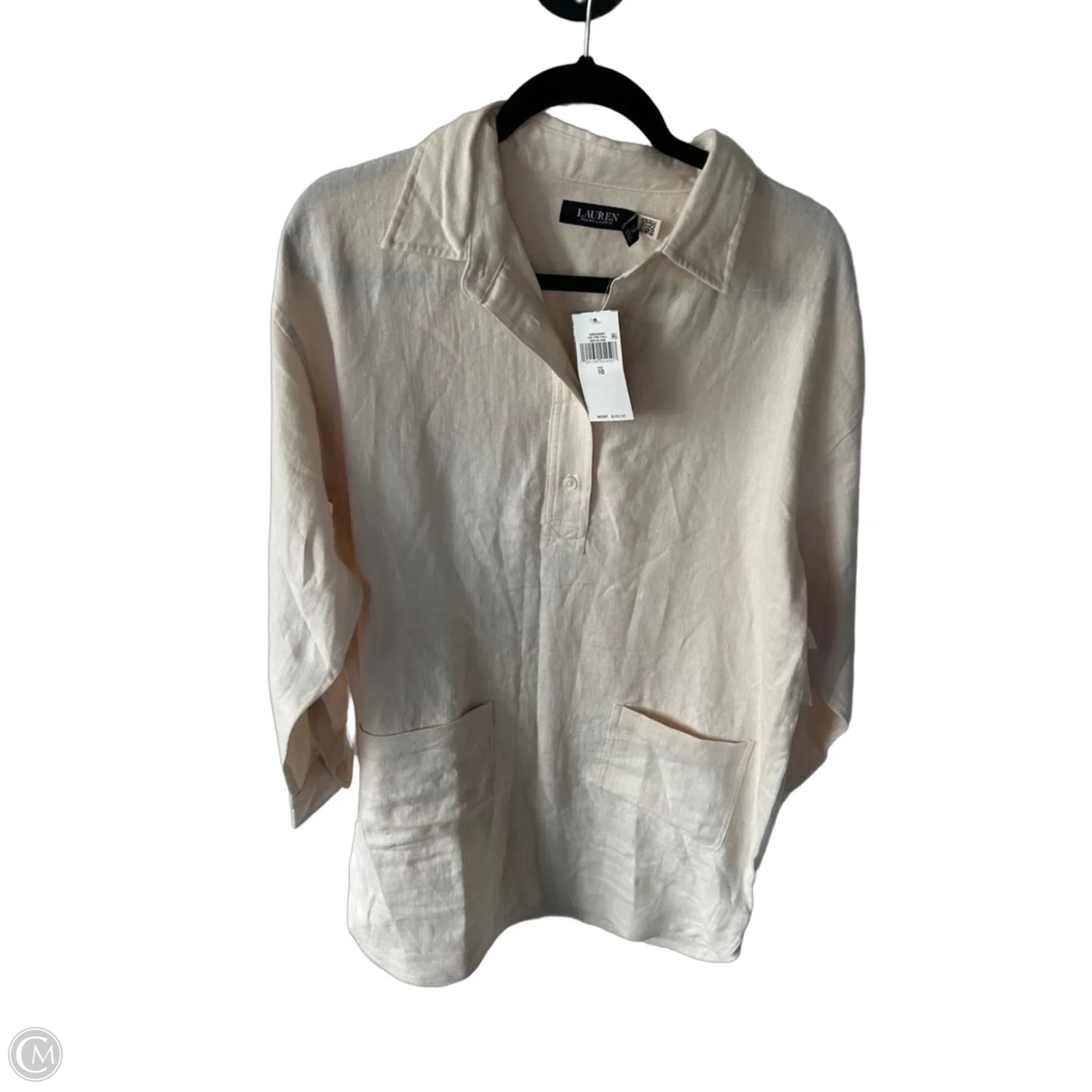 Dress Casual Midi By Lauren By Ralph Lauren In Cream, Size: M