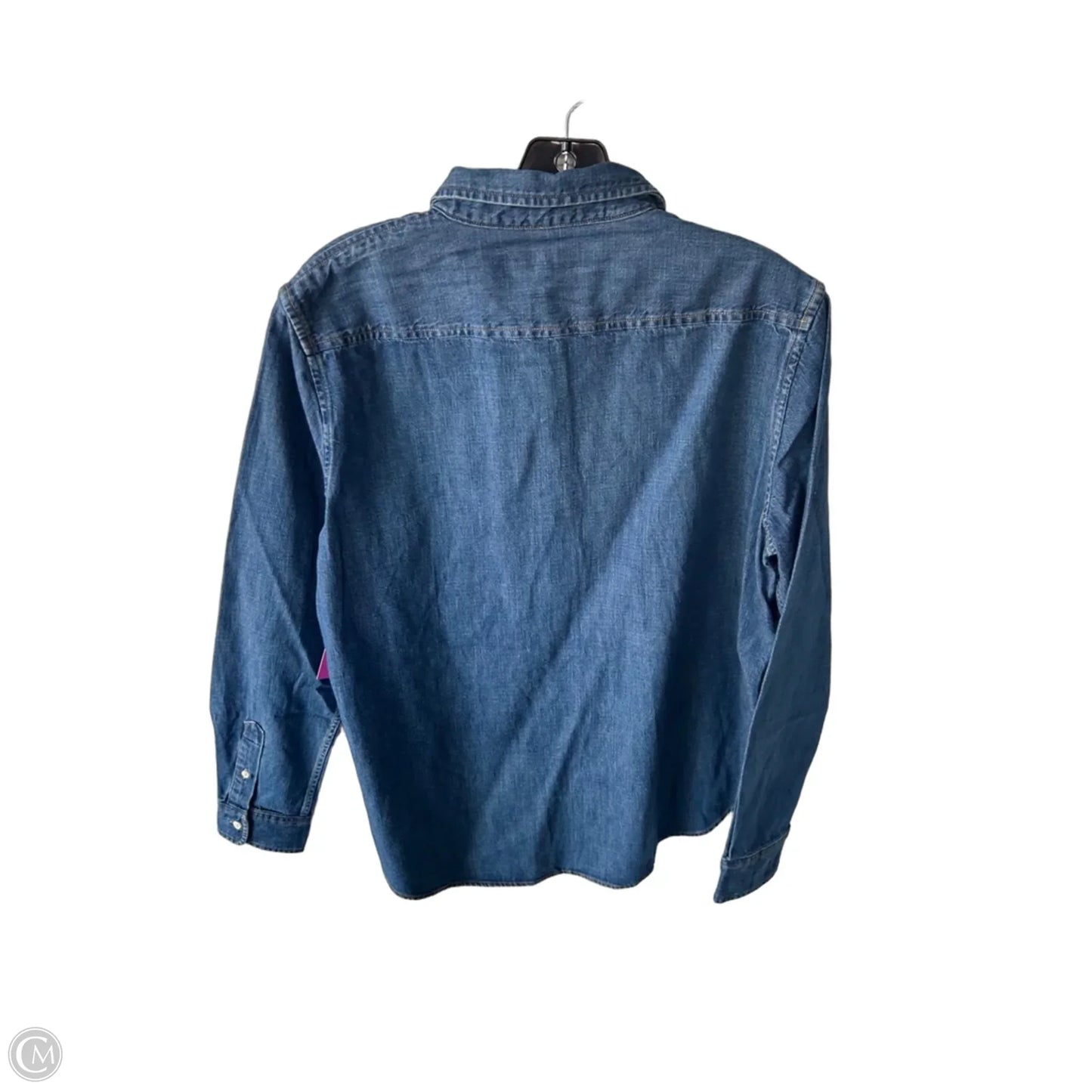 Top Long Sleeve By Lauren By Ralph Lauren In Blue Denim, Size: L