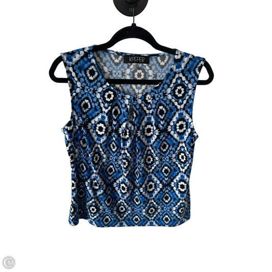 Top Sleeveless By Kasper In Blue & White, Size: Mp