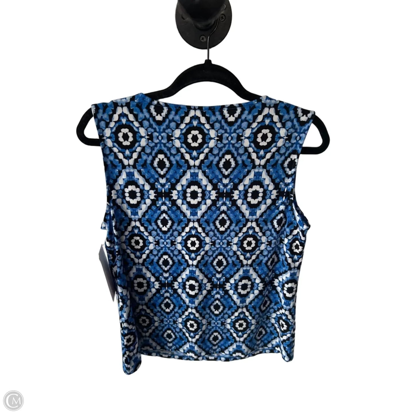 Top Sleeveless By Kasper In Blue & White, Size: Mp