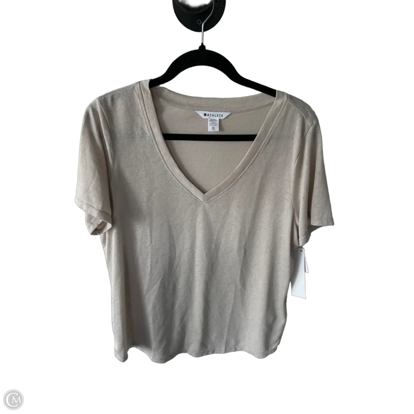 Athletic Top Short Sleeve By Athleta In Beige, Size: Xl