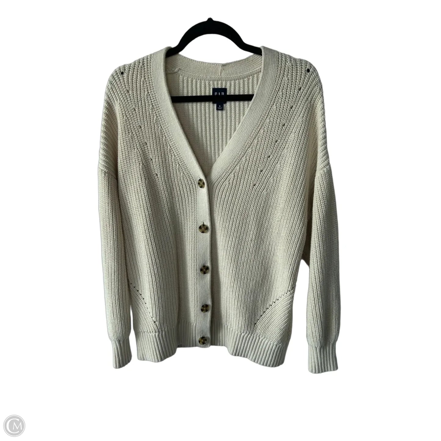 Sweater Cardigan By Gap In Cream, Size: S