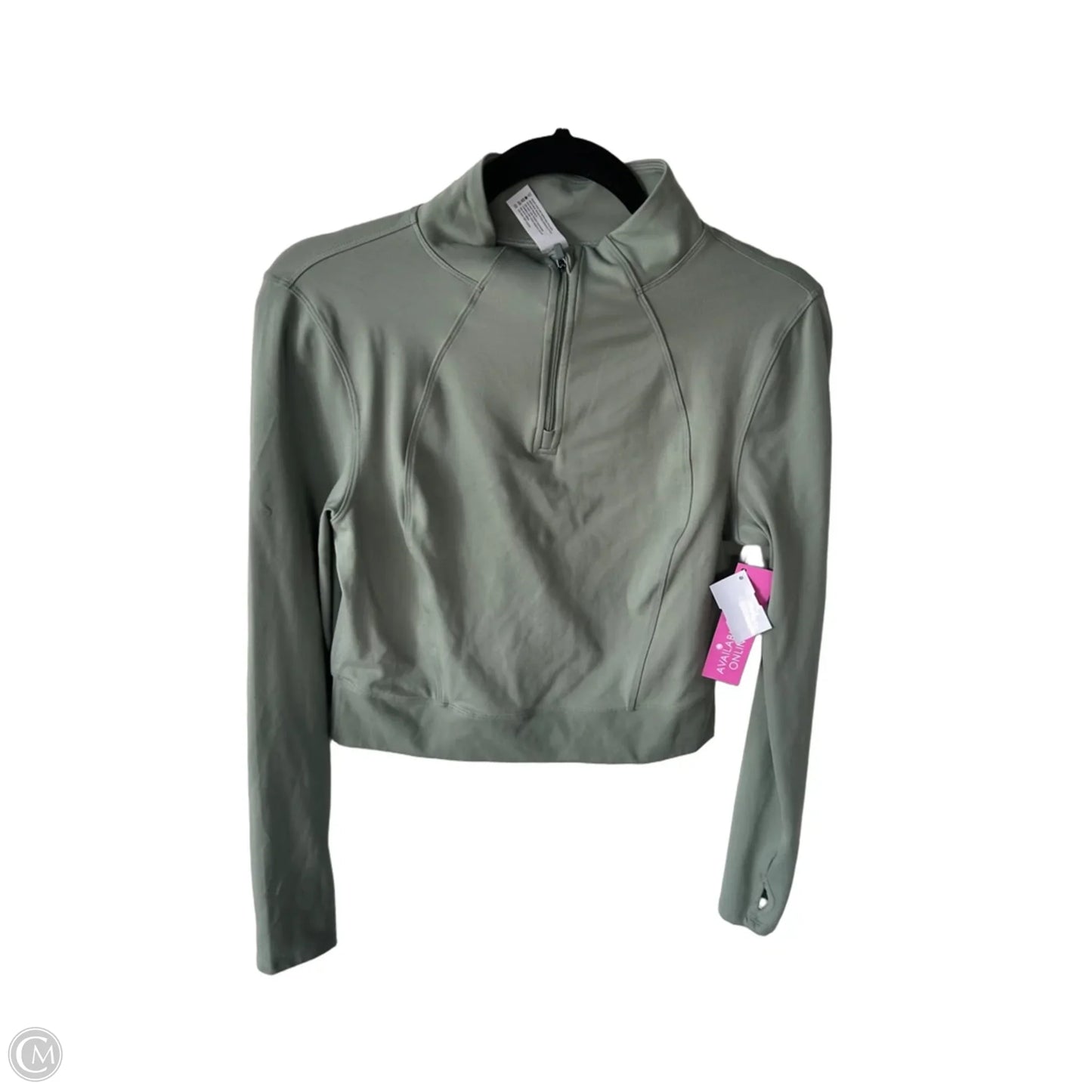 Athletic Top Long Sleeve Collar By Yogalicious In Green, Size: M