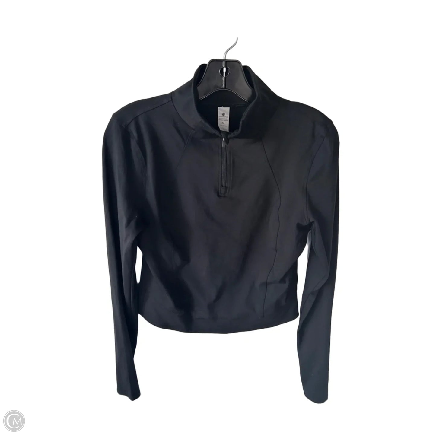 Athletic Top Long Sleeve Collar By Yogalicious In Black, Size: M