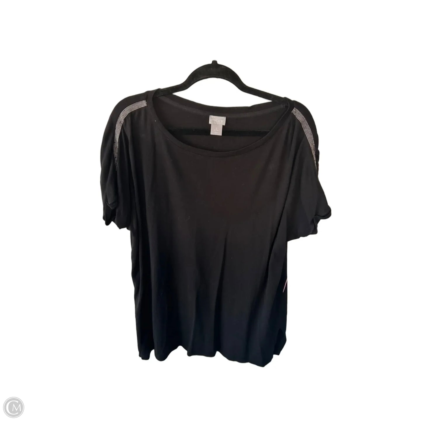 Top Short Sleeve By Chicos In Black, Size: L