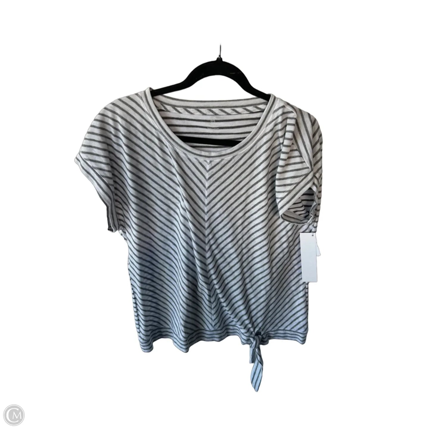 Top Short Sleeve By Talbots In Grey & White, Size: L