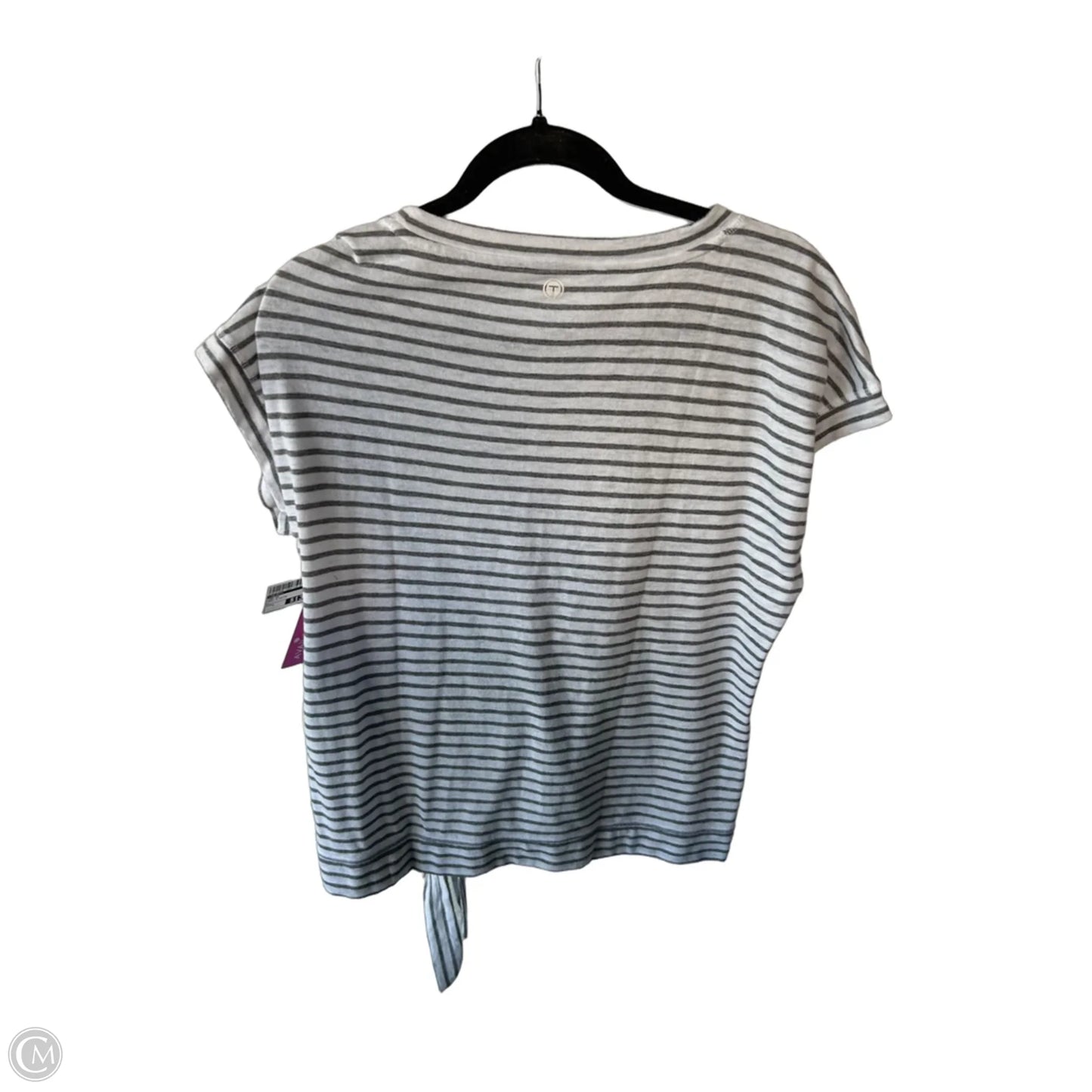 Top Short Sleeve By Talbots In Grey & White, Size: L
