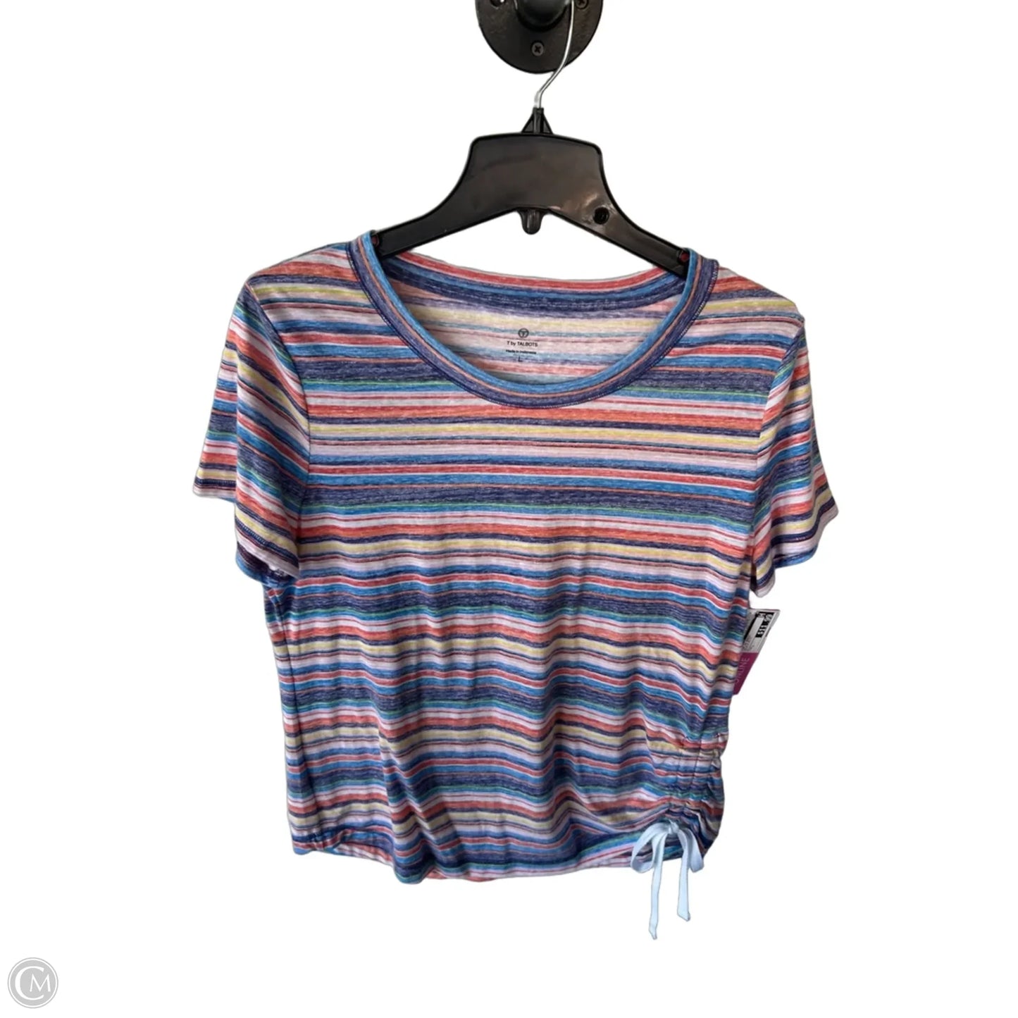 Top Short Sleeve Basic By Talbots In Blue & White, Size: L