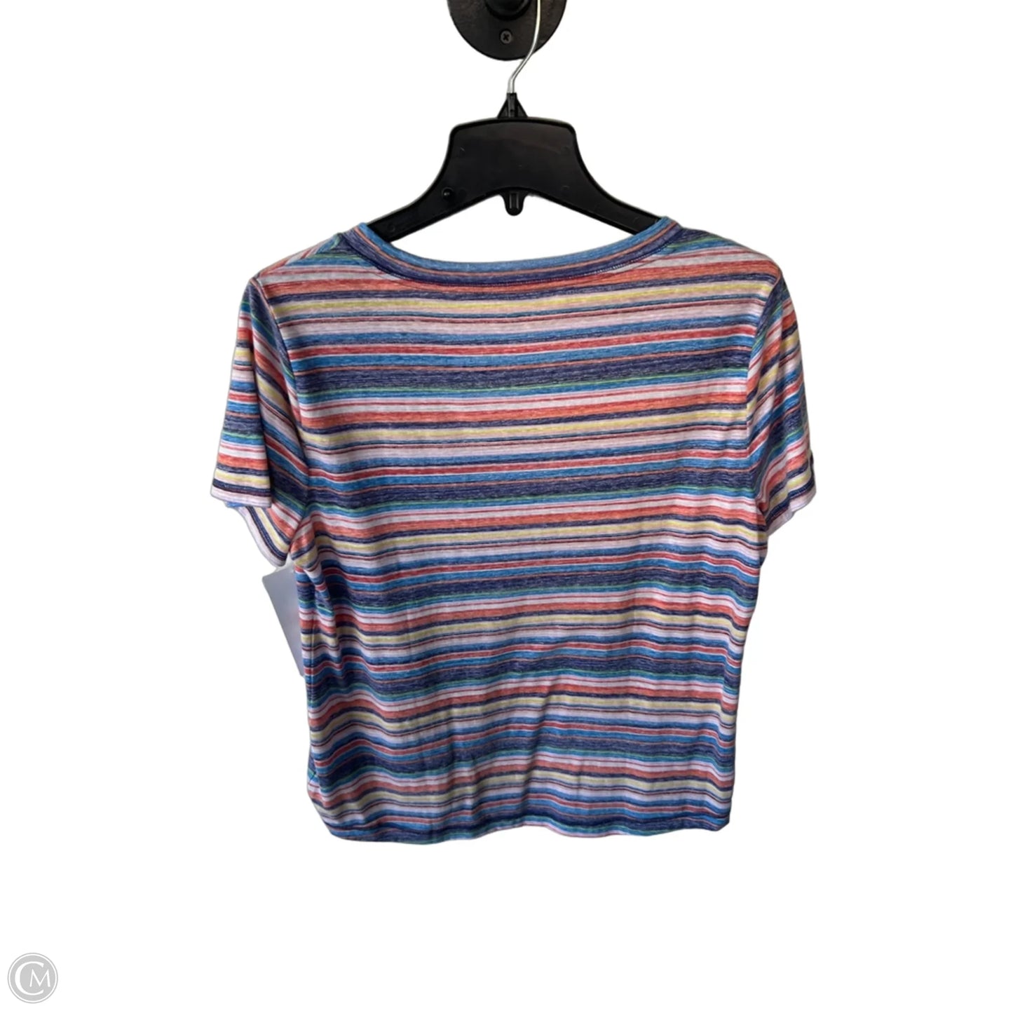 Top Short Sleeve Basic By Talbots In Blue & White, Size: L