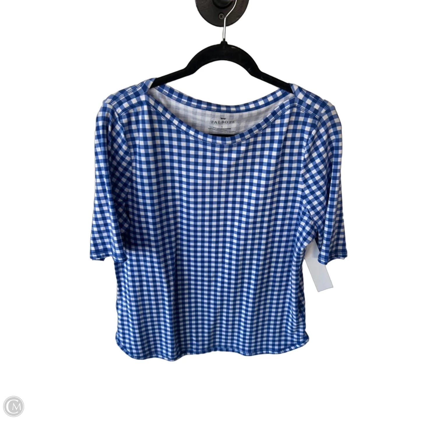 Top Short Sleeve Basic By Talbots In Blue & White, Size: L